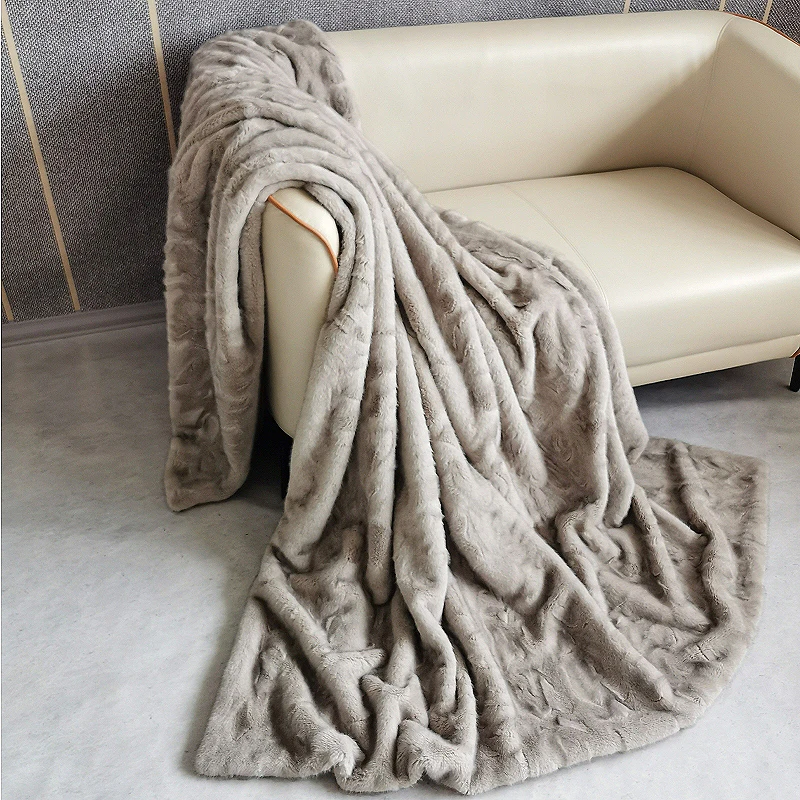 Soft Faux Fur winter Blanket double layer Warm throw blanket Microfiber bedding plush mink fur Sofa cover Bed blankets for Home