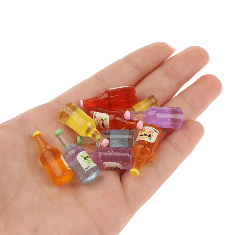 10Pcs 1:12 Dollhouse Miniature Resin Bottle Simulation Wine Bottle Model Doll House Accessories Kids Toys