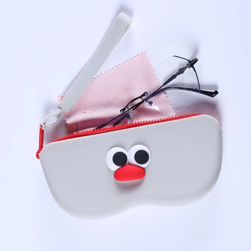 

Eyeglasses Case Zipper Sunglasses Protective Case Eyeglasses Pen Case Reading Glasses Case Storage Silicone Bag B2