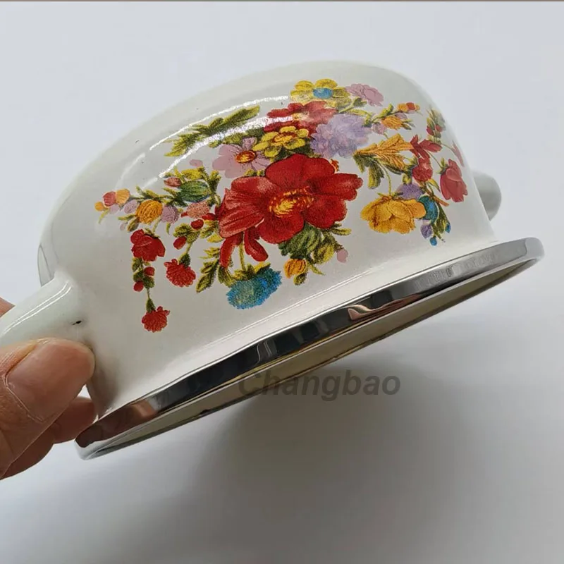 12cm Enameled Mini Stew Pot with Lid Spice Jar Hot Milk Pot