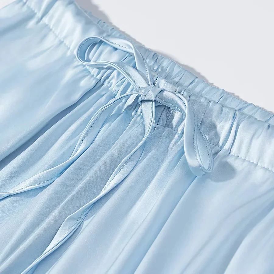 KONDALA Damen Elegantes Schickes Hosenset Blaue Spitze Durchsichtige Kurze Oberteile, Kordelzug Weite Hosen 2026 Sommer Trendiges Urlaubsset – Detail 19