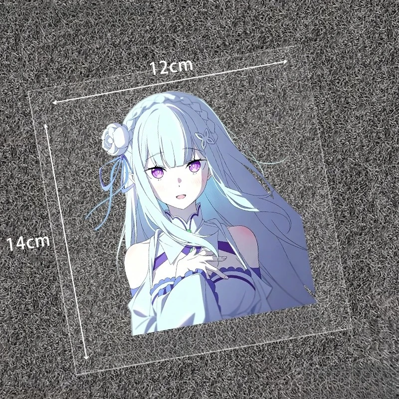 Emilia Re:Zero Anime Sticker, Waifu Vinyl Decal, Waterproof Decor for Motorcycle, Bicycle, Car, Laptop & Desktop