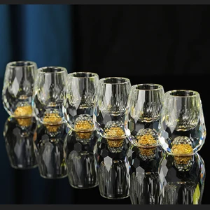Kristall -Schnaps -Glas Set mit goldenem Hintergrund, Diamond -Tassen Malerei, Haushalts kleiner Weinbecher, Getränkewaren, Luxus, 6pcs 12 Hauptverkaufsbecher -Getränk - №4