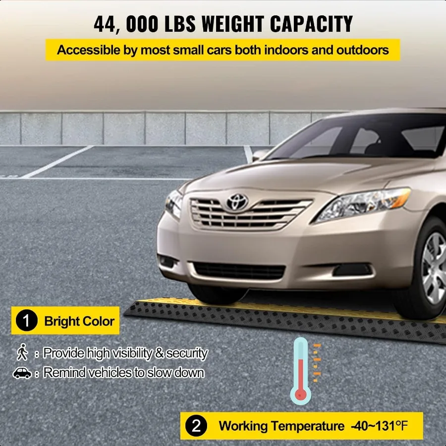 3Channel Rubber Cable Protector Ramps Heavy Duty 44000Lbs Load Capacity Cable Wire Floor Cord Cover Ramp Speed Bump Driveway Ho