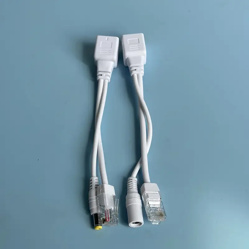 كابلات محول POE مع مقسم وحاقن طاقة سلبي عبر موصل إيثرنت RJ45 12-48 فولت لكاميرات IP