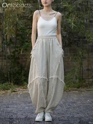 OriGoods Oversized Baggy Pants Woman Ramie Cotton Novelty Loose Fit Pants 2025 Summer New Chinese style Vintage Linen Pants B239