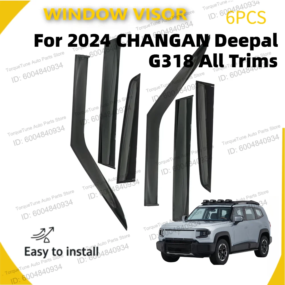 

Durable PC Window Visor Wind Deflector for 2024 CHANGAN Deepal G318 Waterproof UV Block Car Side Rain Guard 6Pcs Easy Install
