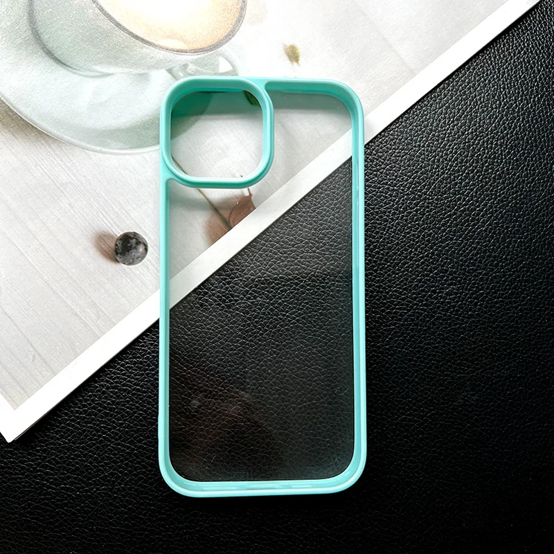 Funda Minimalista para iPhone 17 16 15 14 13 12 11 Pro Max, Color Sólido con Borde en Color Contrastante, Carcasa Suave 1D011