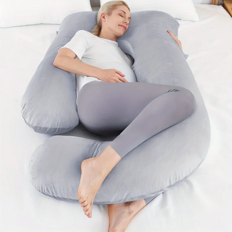 

Pregnant women's pillow, essential for side sleeping, with a removable velvet cover.