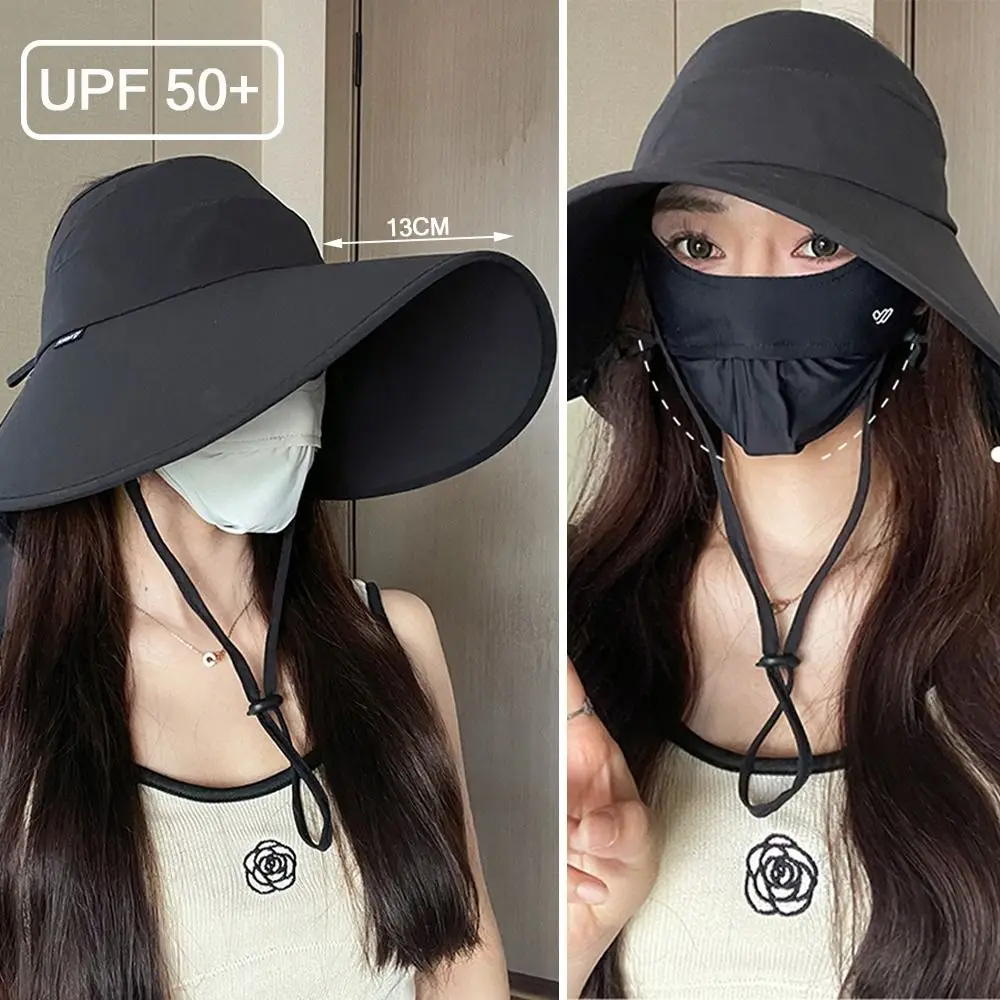 Trendy Protect Neck Summer Hats Wide Brim Anti-uv Dust Mask Hat Shawl Sunscreen Sunscreen Hat Unisex