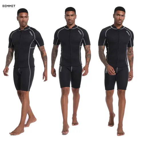Imagen 1 del producto Traje de neopreno CRSC de 1,5 MM/3MM para hombre, pantalones cortos de manga corta divididos, traje de buceo y surf, traje de baño cálido con protección solar para mujer