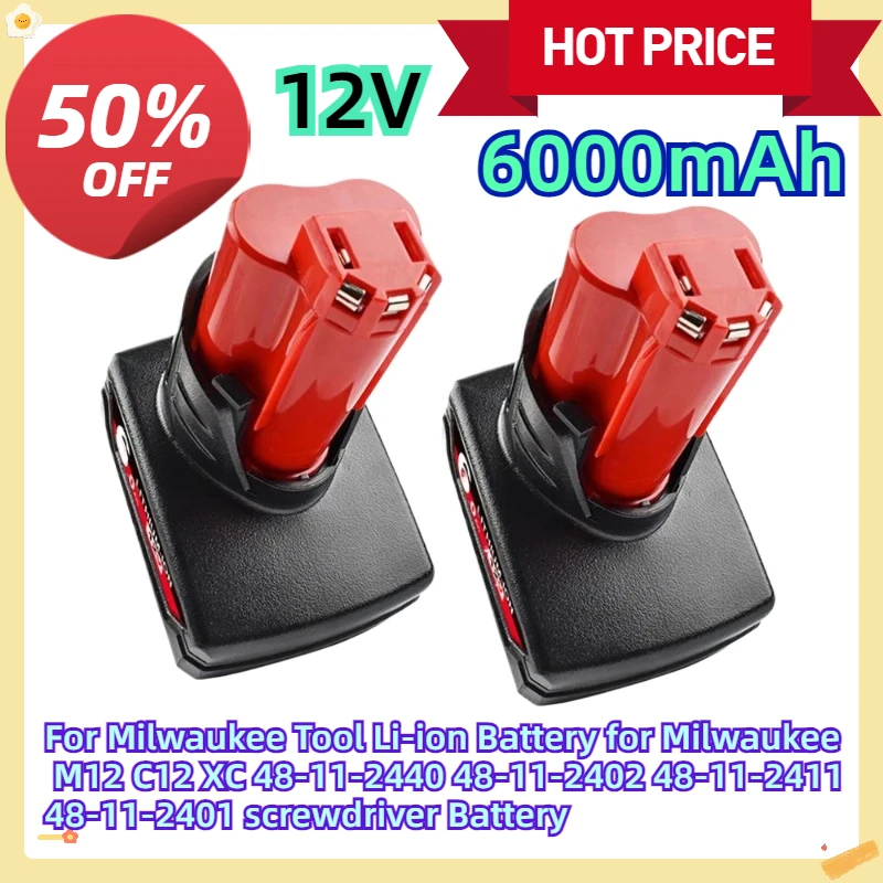 

For Milwaukee Tool 12V Li-ion Battery for Milwaukee M12 C12 XC 48-11-2440 48-11-2402 48-11-2411 48-11-2401 screwdriver Battery