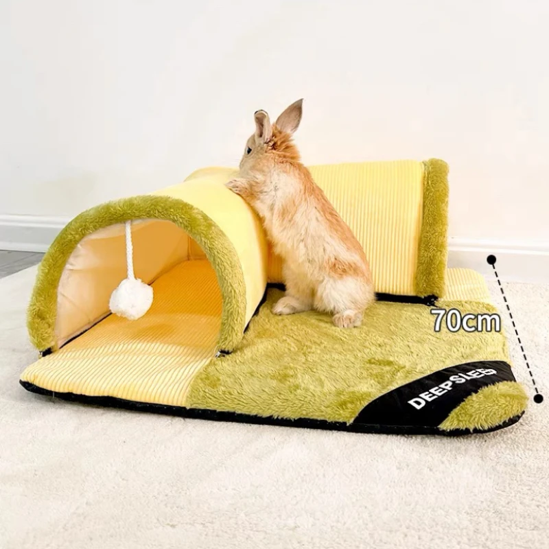 

Bunny House Tunnel Hamster Nest Cute Bunny Tail Sleeping Mat Plush Soft Nest Pad Rabbit Dragon Cat Dutch Pig Bed Warm House Pet