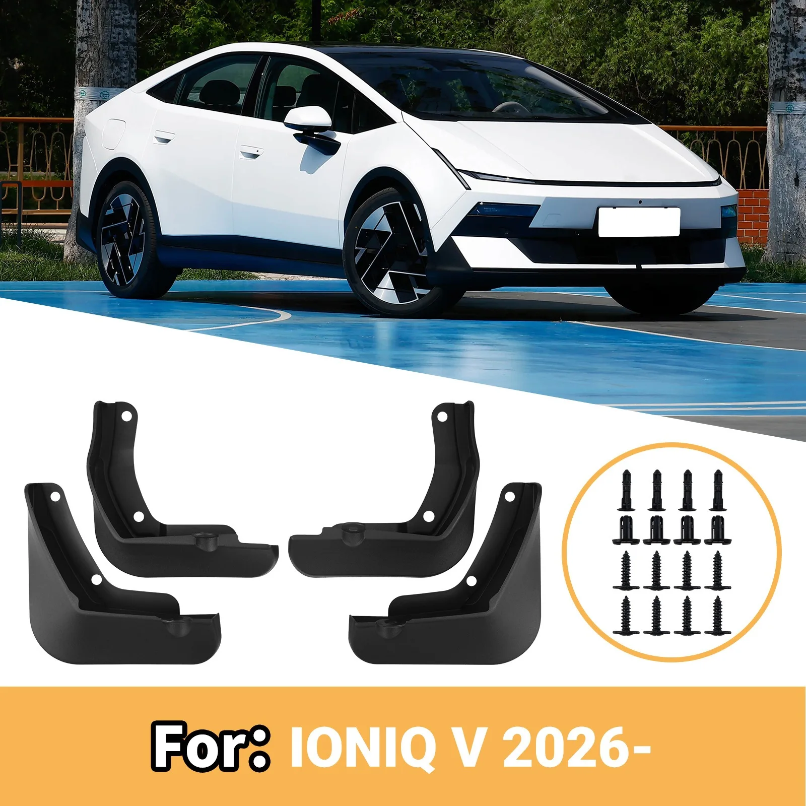 For Hyundai IONIQ V 2026 Car Tire Fender Skin Mud Flaps Mudguards Splash Guards Front Rear Wheel Fender Protector Auto