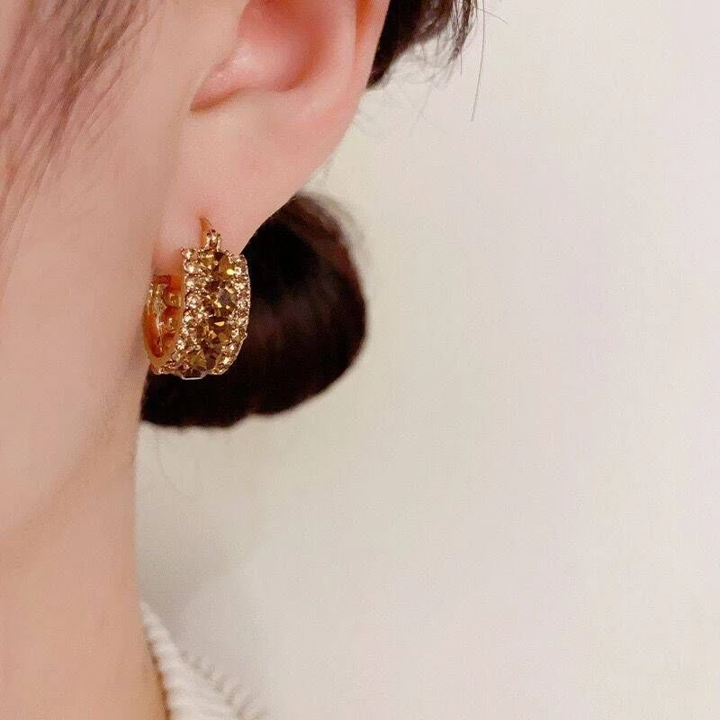 Vintage  High-End Full Circle Hoop Ear Cuffs, Unique Light Luxury Chic Celebrity Style Fashion Earrings