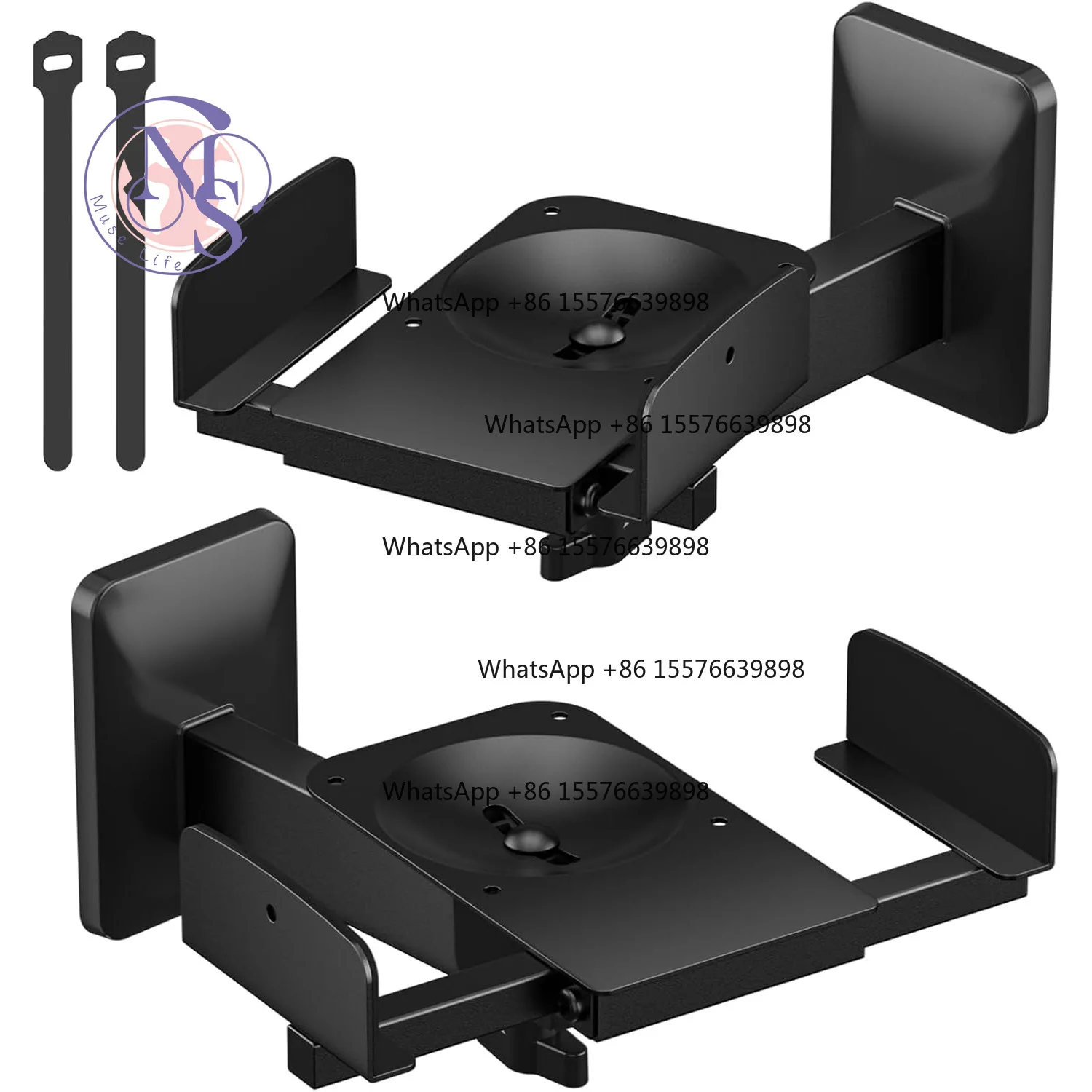 Dual Clamp Speaker Wall Mount, Adjustable Angle HIFI Surround Bracket for JBL, 2Pcs Pack