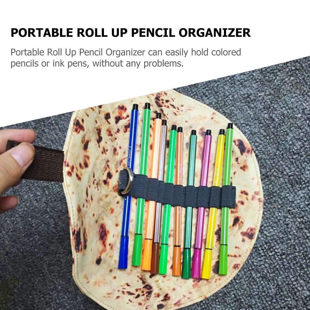 2Pcs Tortilla Pattern Canvas Roll Up Pencil Case Portable Pencil Organizer Large Capacity Pen Pouch Pen Case Pens Roll Wrap