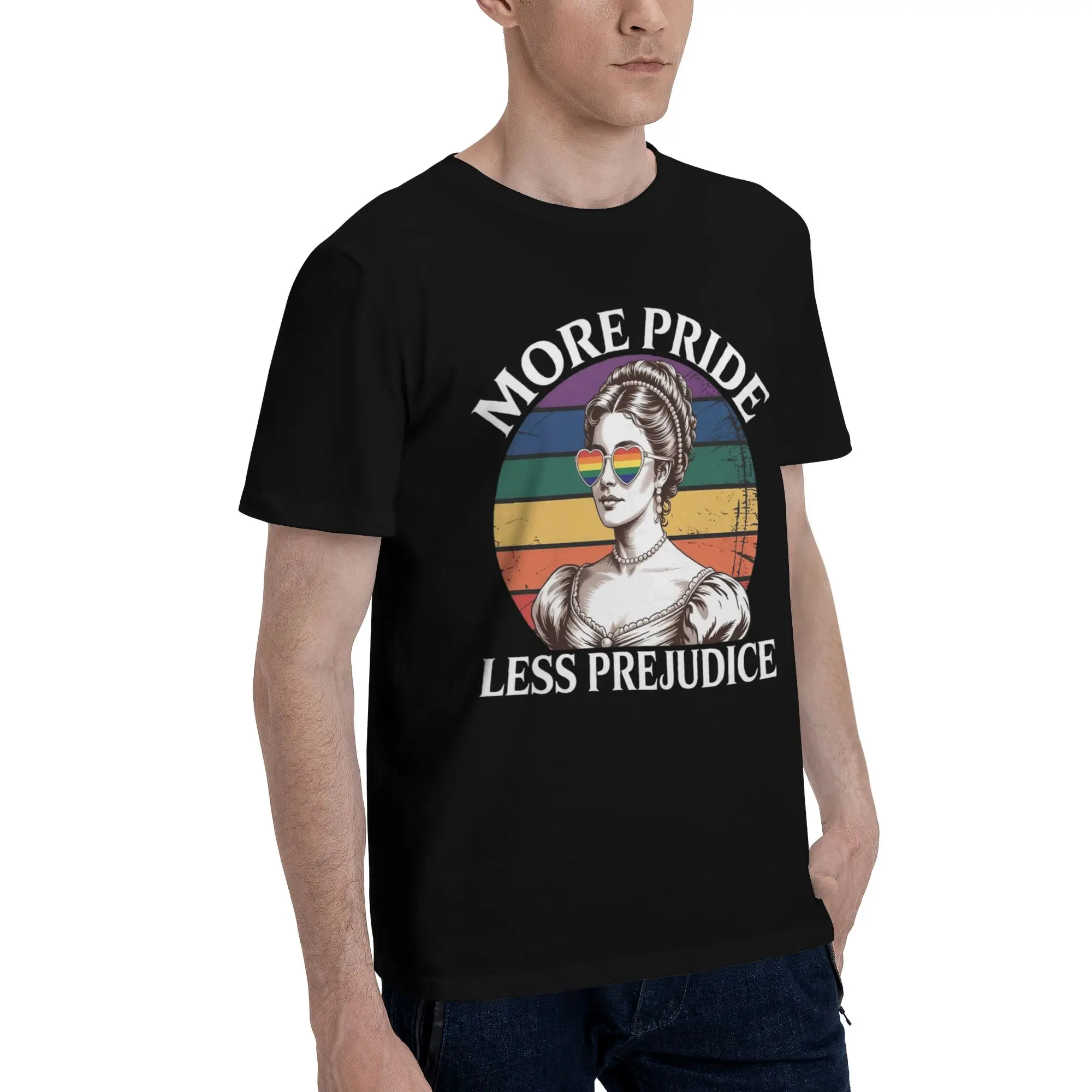 More Pride Less Prejudice  New Arrival T Shirts for Men Women  Cotton  Tee Shirt Clothing