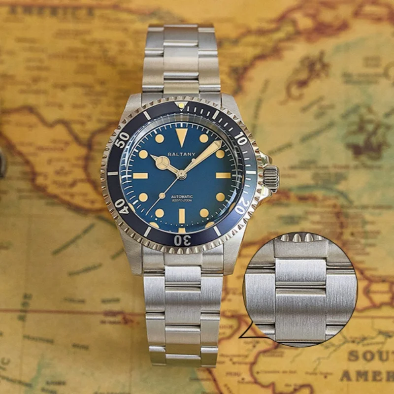 Baltany 2025 novo relógio mecânico automático masculino nh38 retro 39mm safira luminosa aço inoxidável à prova dwaterproof água reloj hombre