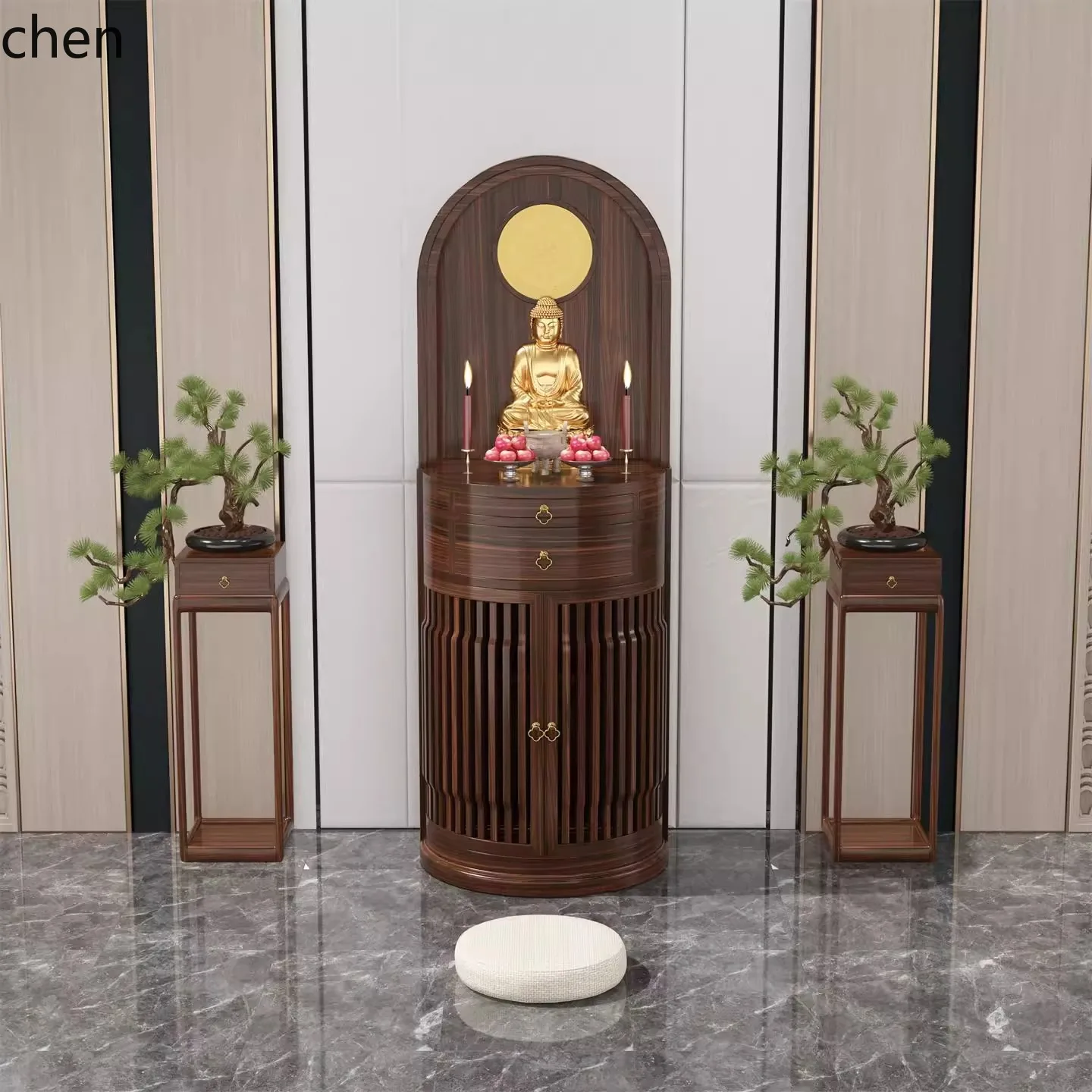 ZML Worship Table Home Use Standing Cabinet God of Wealth Solid Wood Guanyin Bodhisattva Offering Table