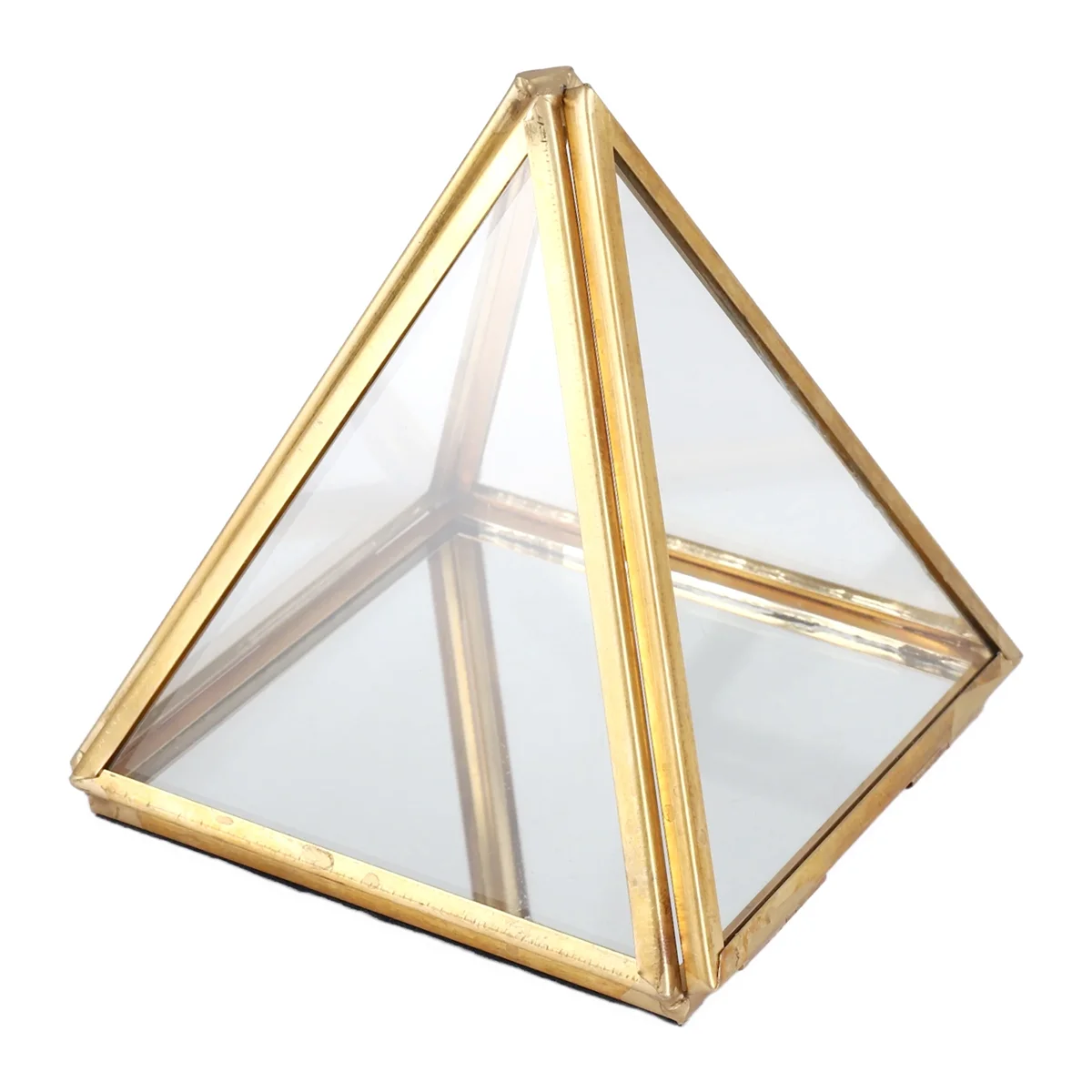 

Glass Jewelry Box Golden Geometric Decorative Box Geometric Glass Pyramid Ring Holders for Wedding Birthday Gift S