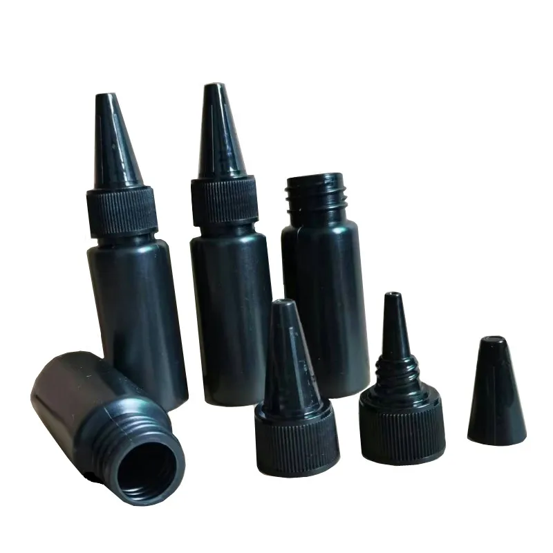 Wholesale 30ml Crystal Gel Black plastic Bottle Nail Gel Packing Black Plastic Bottle With Tip UV Glue Separately Bottles