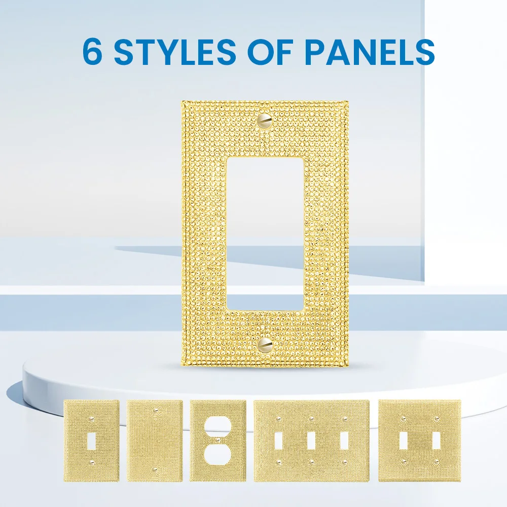 Combination pack panel light switch cover, various styles, gold diamond, wall panel light switch socket cover