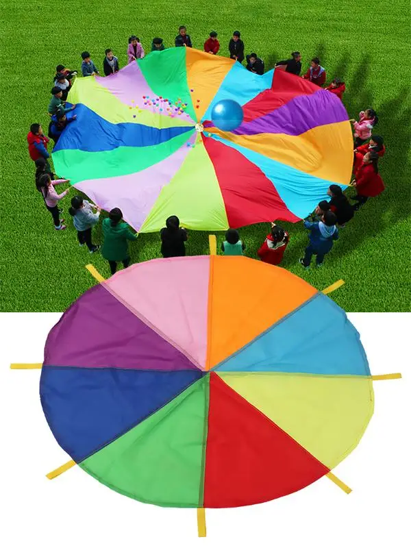 Child Kids Sports Development Early Education Outdoor Game Rainbow Umbrella Parachute Toy Jump-sack Ballute Play Parachute