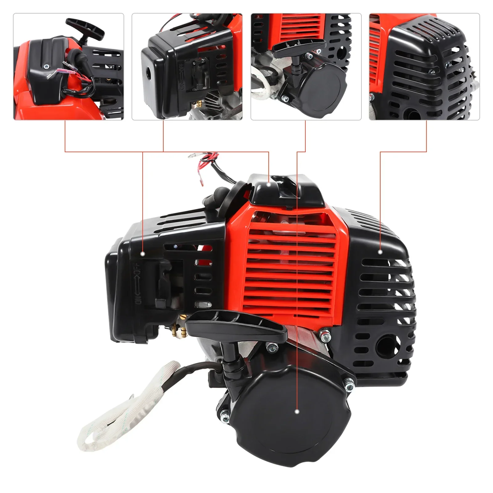 49CC 2-Stroke Engine Motor, Air Cooled Motor Aluminum Replacement Parts For Mini Pocket Go Kart Dirt Pit Bike ATV Scooter