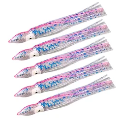 Multicolor Octopus Skirts Soft Plastic Trolling Lure Squid Skirts Fishing Hoochie Bait Lures 5Pcs 12cm 4g Hollow Squid Bait