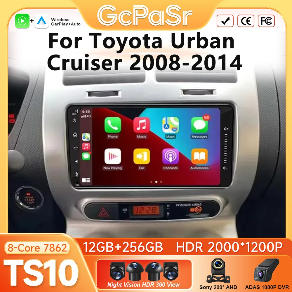 CarPlay Android Auto For Toyota Urban Cruiser 2008-2014 Car Radio GPS Navigation Video Screen Car Radio 2k DSP Car Monitor DVD