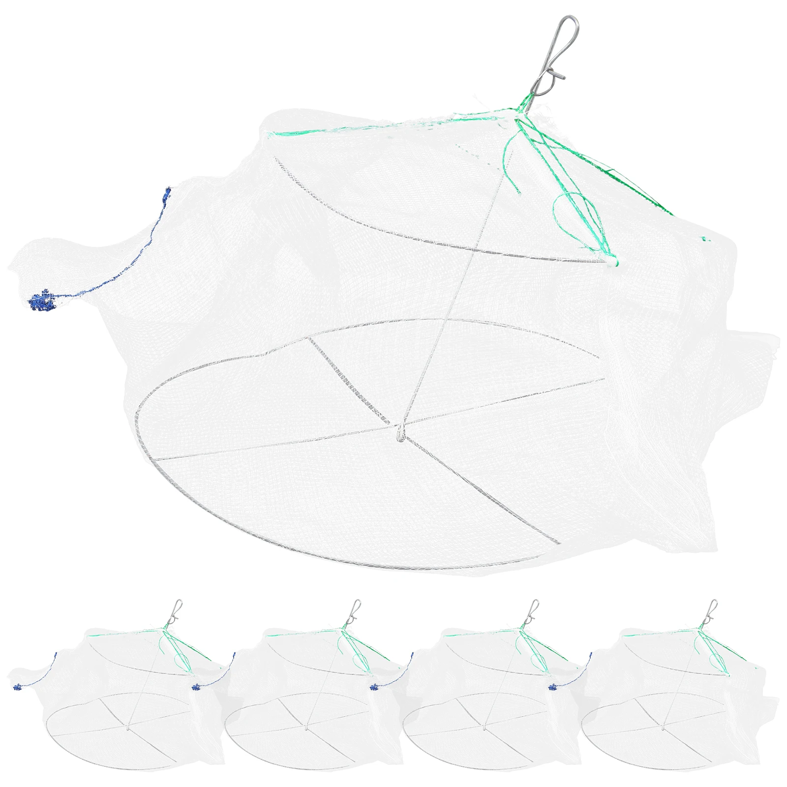 

5 шт. детская рыболовная сеть клетка для креветок круглая белая полиэфирная сетка складная сетка для пруда многоразовый инструмент для ловли среднего размера
