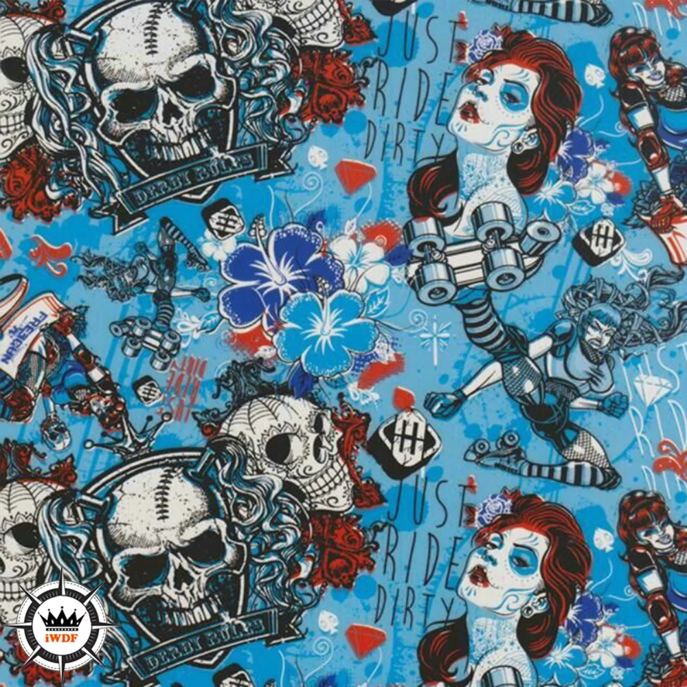 

2M/6M/10M/20M Length Skull Water Transfer Printe Sticker 50cm Width Hydrgraphic Film H888