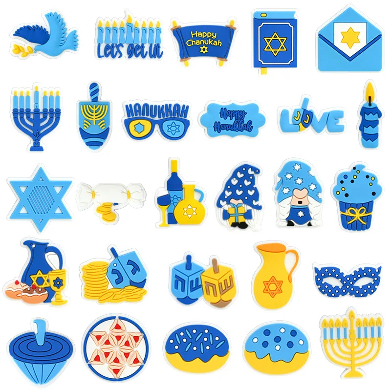 New Hanukkah hole shoes flower shoe buckle charms pvc soft rubber removable garden shoes accessories spot