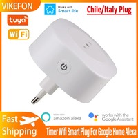 With Timer USB Charger Tuya SmartLife APP Voice Control Works 16A Italy Chile Socket Power Wifi Smart Plug For Google Home Alexa