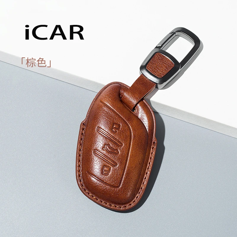 ICAR vera pelle 3 pulsanti per MG 4 2023 Mg4 Ev MG HS GT ZS EV ZX MG5 MG6 Smart Remote Car Key Case Cover portachiavi Accessorie