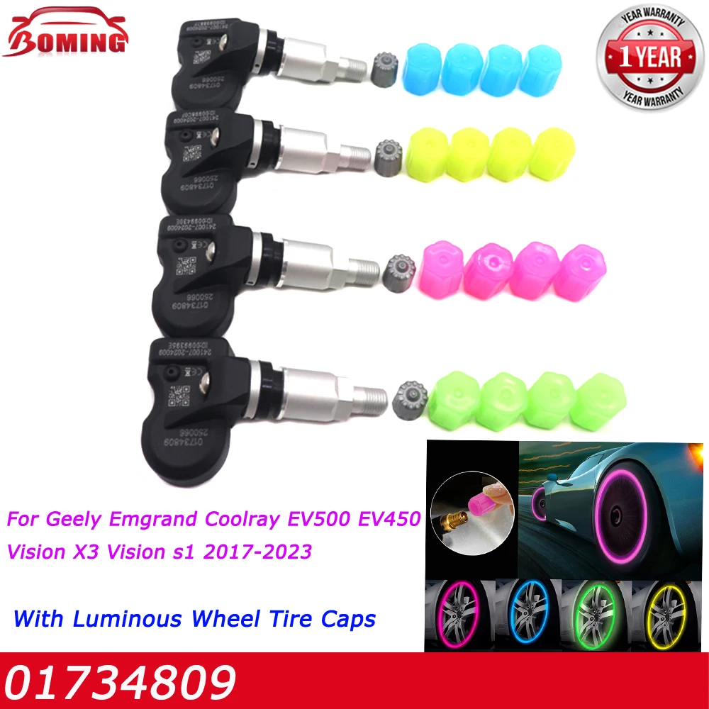 

1/4PCS TPMS New Tire pressure sensor 01734809 433MHZ For 2017-2023 Geely Coolray Emgrand EV500 EV450 Vision X3 Vision S1