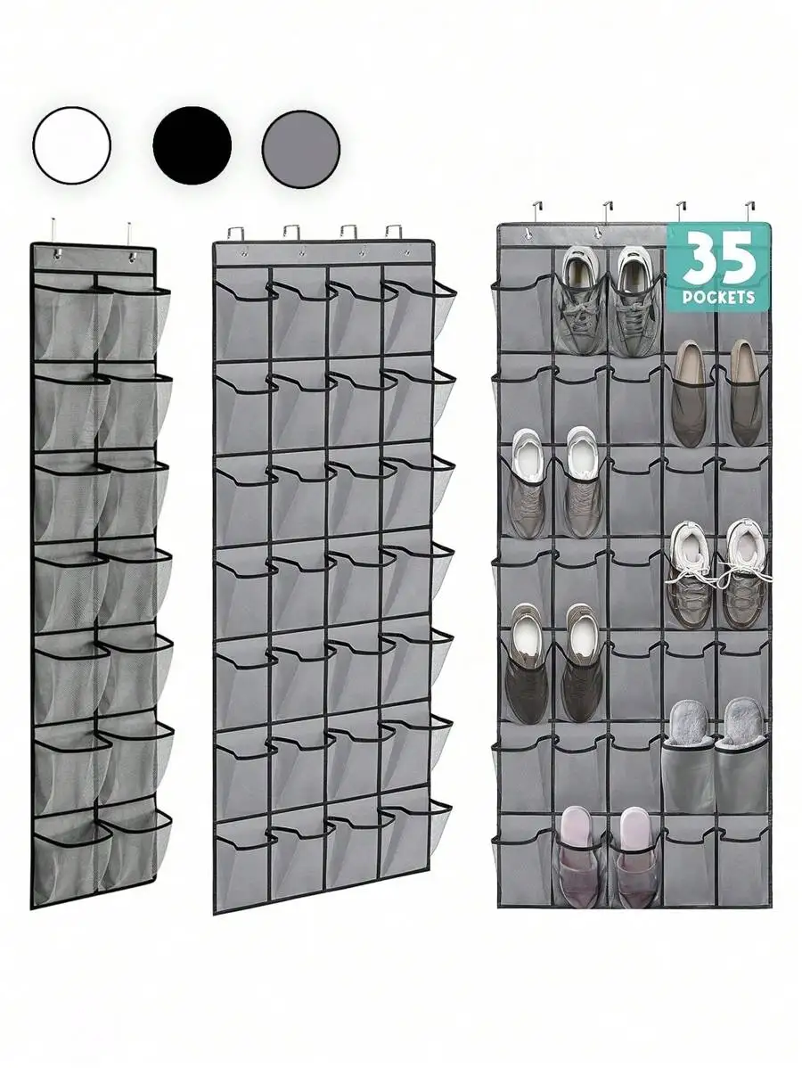 Hanging Over-The-Door Shoe Organizer With 14/28/35 Mesh Pockets For Closet, Bedroom, Entryway, Bathroom And Pantry Storage - view 3