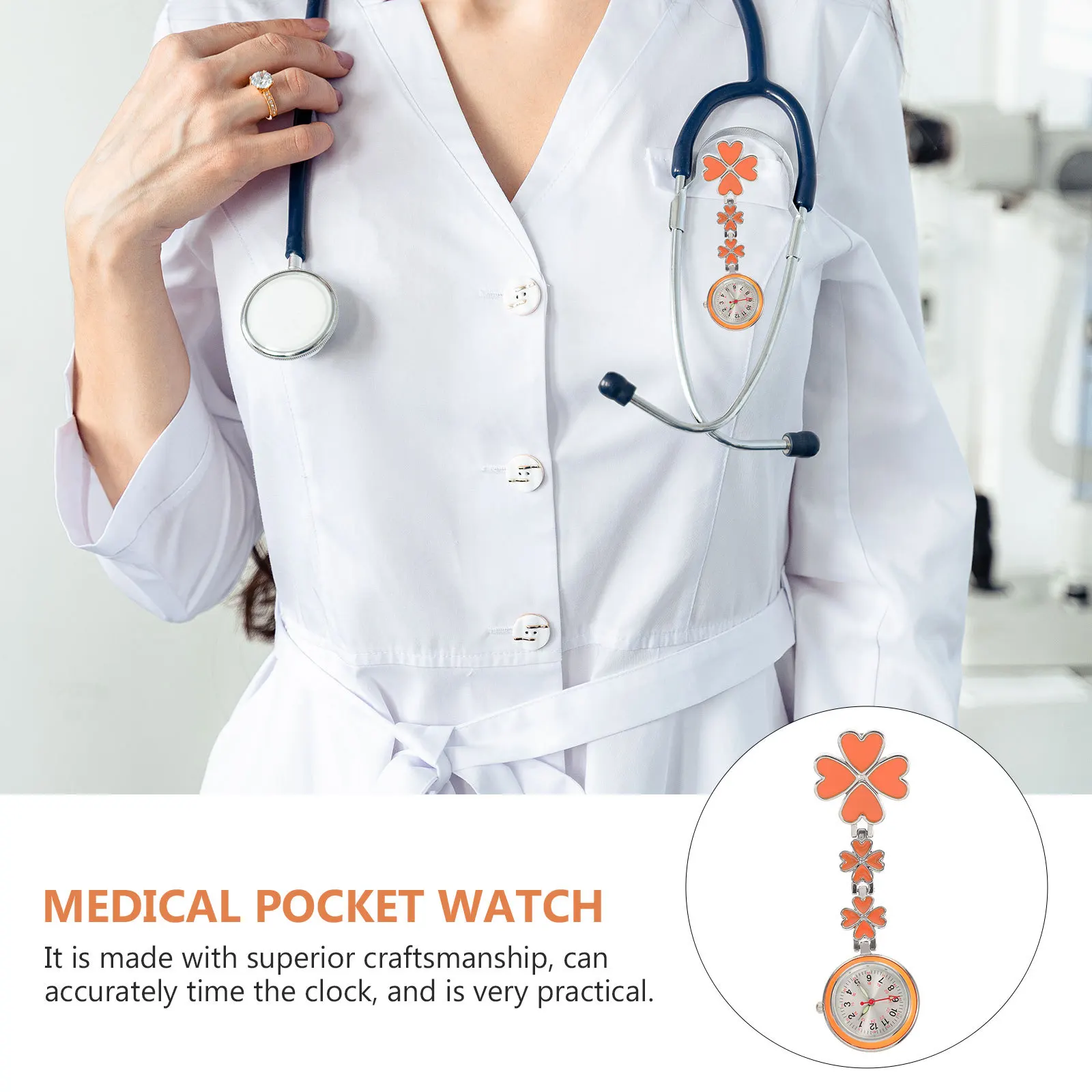 

Fashion Rose Pattern Nurse Fob Watch Hanging Pocket Watch for Nursing Students Lightweight Simple Elegant Design Accurate