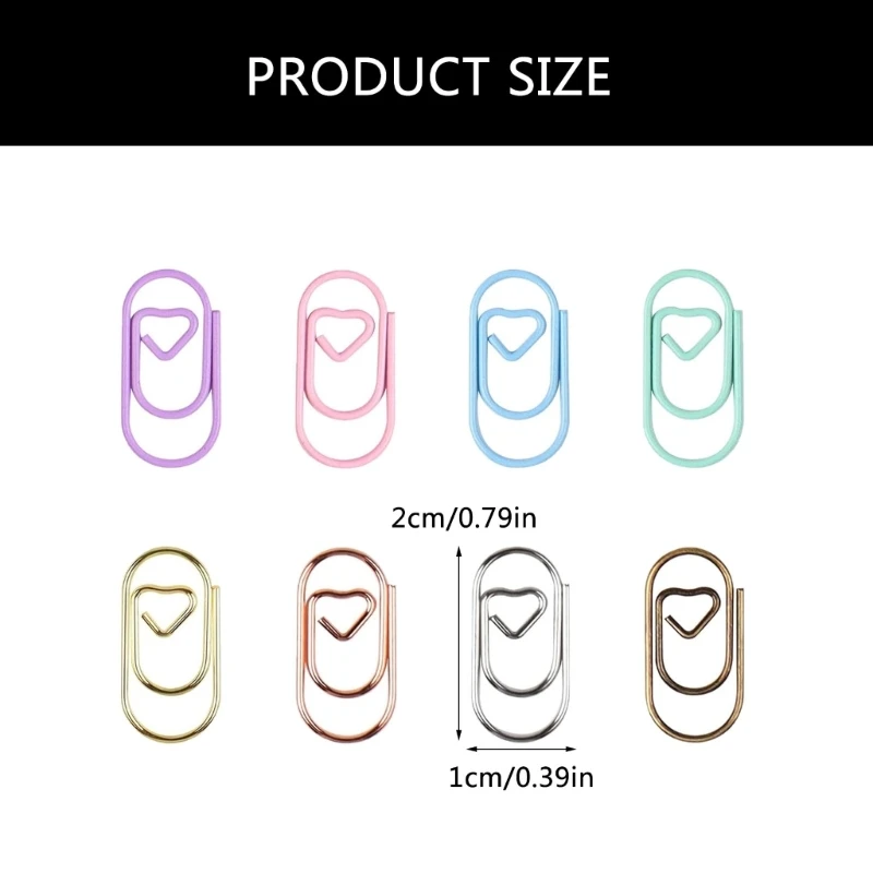 80 ชิ้นหัวใจสีสันกระดาษคลิป 20 มิลลิเมตรโลหะขนาดเล็กคลิปหนีบกระดาษผู้ถือแฟ้มคลิปโลหะที่คั่นหน้าสำหรับ Binding แฟ้มเอกสาร