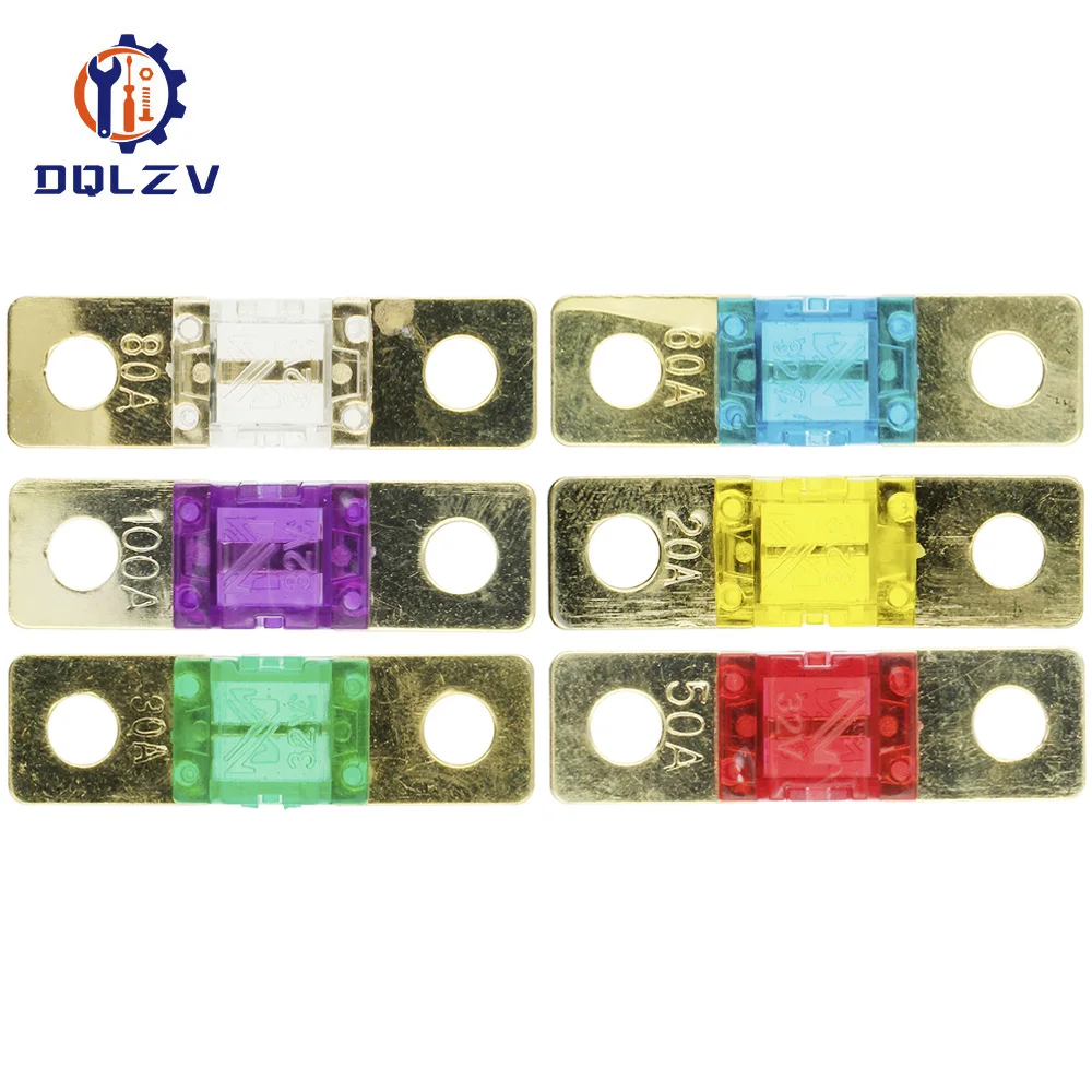 Gold Plated 20A 30A 40A 50A 60A 70A 80A 100A 125A 150A 175A 200A 32V Mini ANL AFS Car Auto Fuse Assortment Automotive Motorcycle