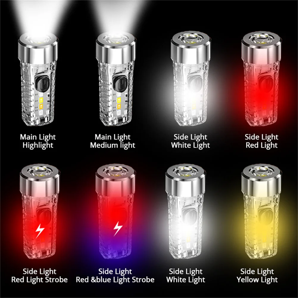 Mini Flashlight LED Multi-function Keychain Flashlight Waterproof Warning Camping Torch Light Portable Powerful Light
