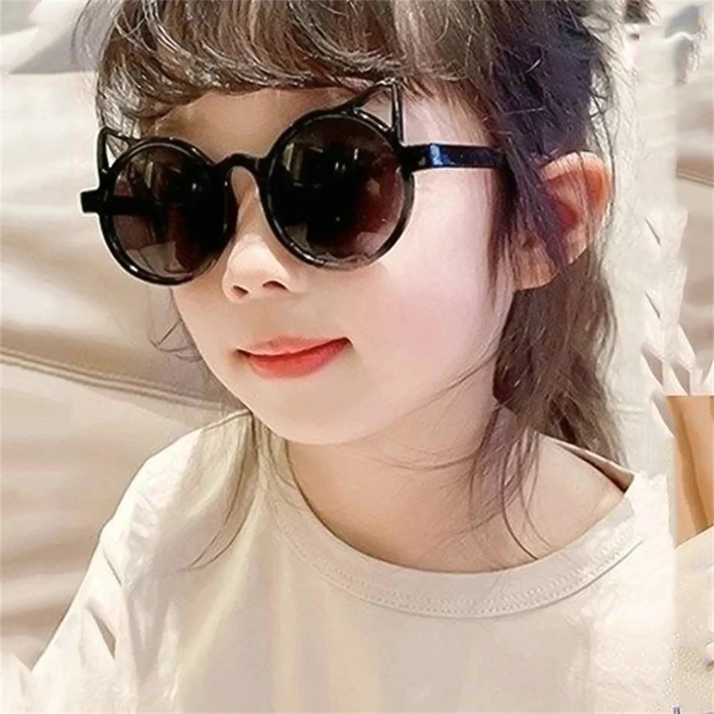 Trendy Kids Fashion Sunglasses Cute Boy Outdoor UV400 Sunshade Eyewear Girl Children Vintage Little Cat Shaped Sun Glasses