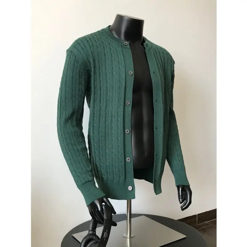 

Корейский круглый открытый кардиган, свитер, мужской осенне-зимний повседневный вязаный джемпер высокого качества, свободный крой, универсальный узор