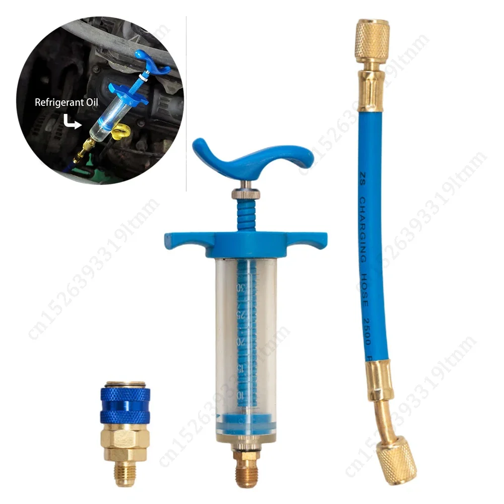 

Auto A/C Oil/Dye Injector 1Oz R134A 1/4 Pure Liquid Oil Coolant Filler Tube Air Conditioning Repair Tools Manual Oiler Injection