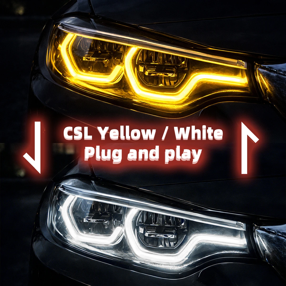 

For BMW 4 Series M3 M4 F32 F33 F36 F80 F82 F83 2013-2020 Dual Color DRL CSL Yellow White High Beam Switch Plug and Play