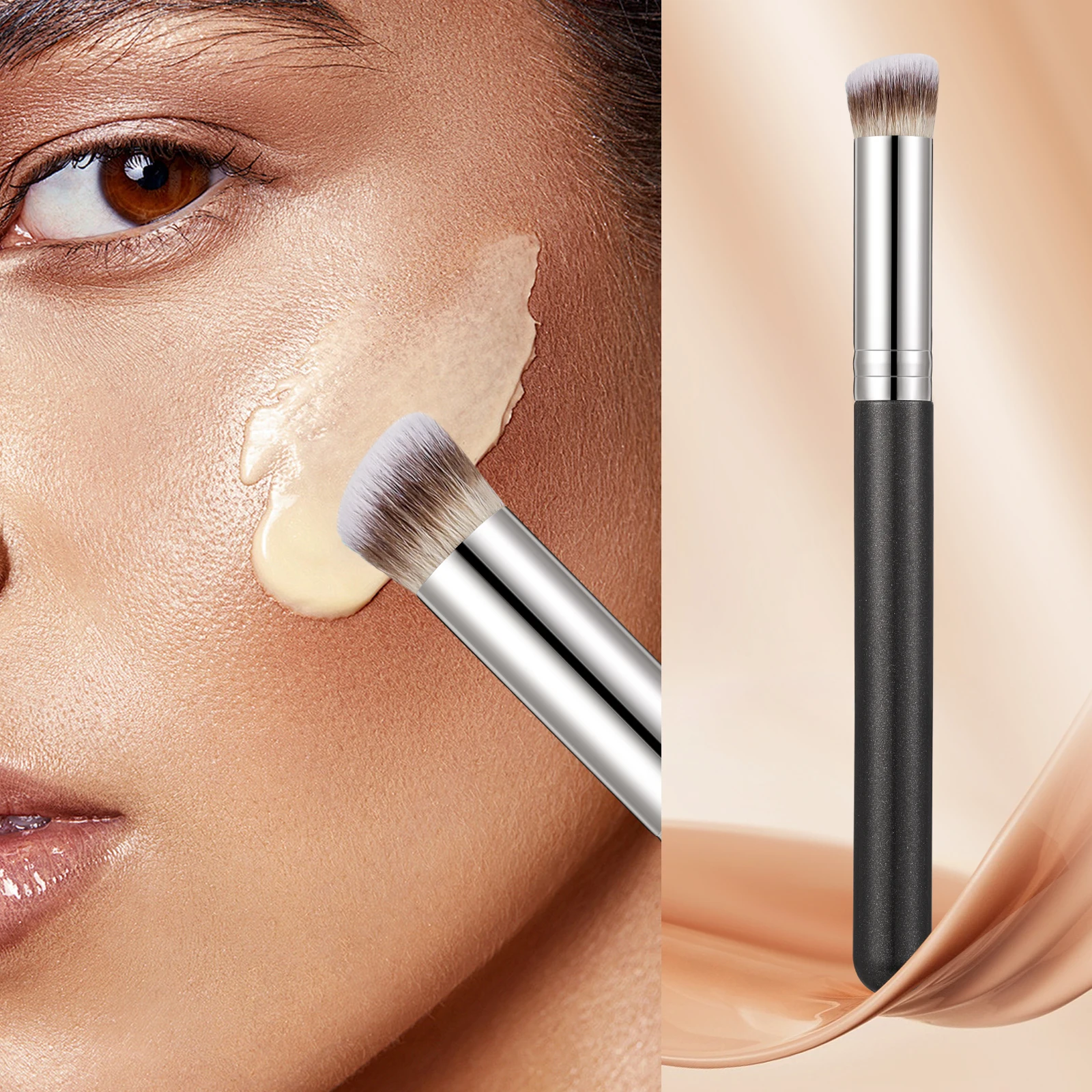 1pc Foundation Concealer Brush Concealer Schuine contourborstels Vlekkeloos onder de ogen Dichte gezichtsmake-upborstel voor het mengen van cosmetica