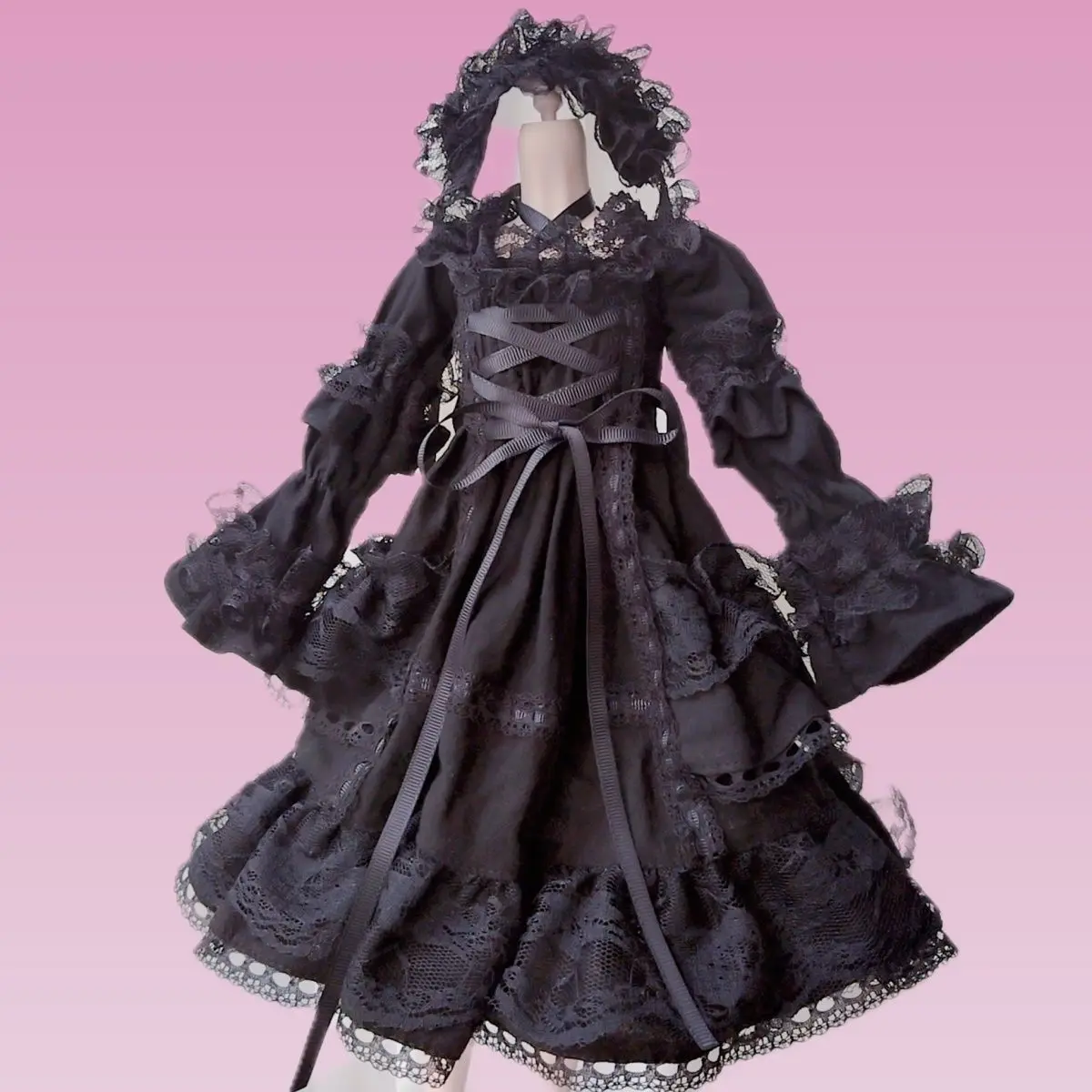 Kawaii White Gothic Lolita Lace Doll Dress Multi-Layer Ruffle Fit for 1/3 60Cm, 1/4 45Cm, 1/6 30Cm Bjd Doll Clothing Accessories