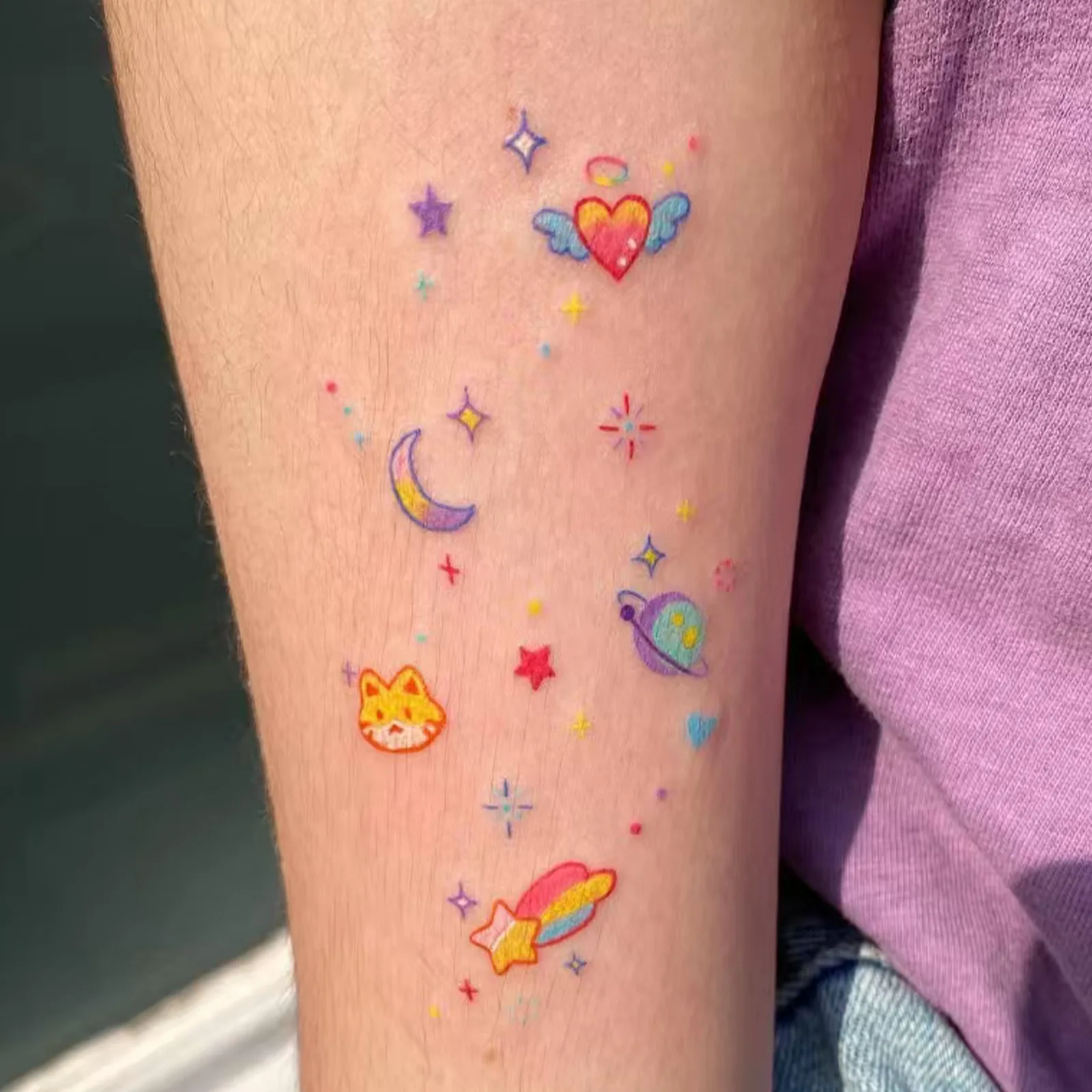 

Soft Gradient Starry Sky Tattoo Sticker, Temporary Tattoo Hand-Painted Effect, Long-Lasting Waterproof for Women Girls, Viral In