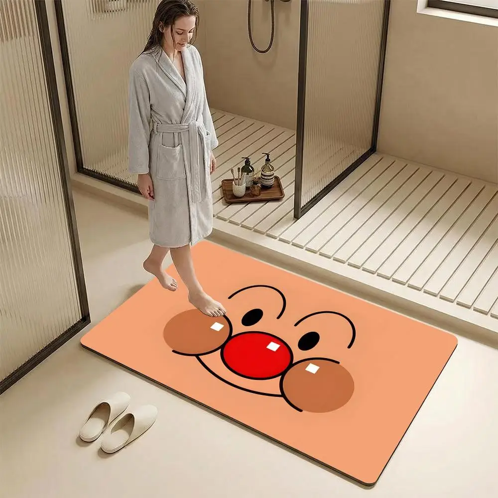 A-anpanman Animation Film Floor Mat Diatomite Bath Mat – Highly Absorbent, Non-Slip, Quick-Drying Bathroom Rug
